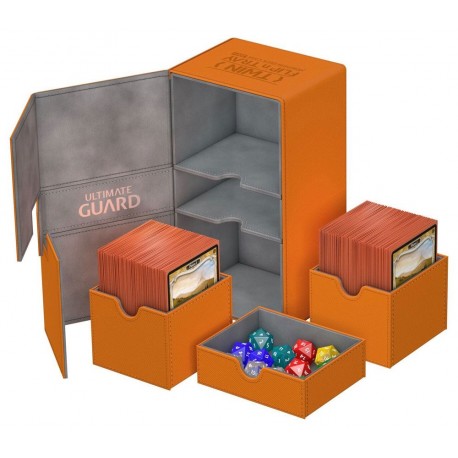 UG boîte pour cartes Twin Flip´n´Tray Deck Case 200+ taille standard XenoSkin Orange